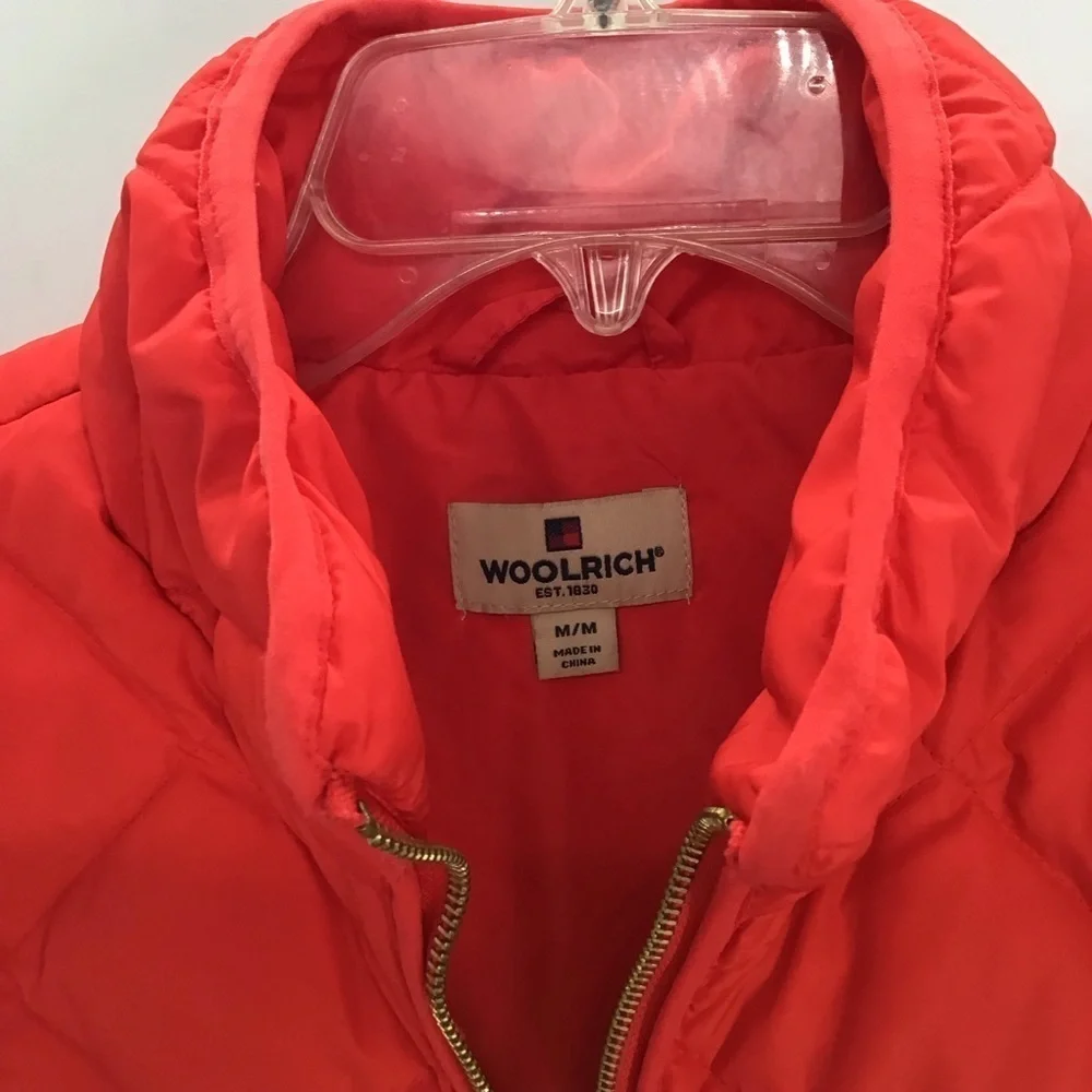 Woolrich Women’s Duck Down Puffer Vest Full Zip Insulated Pockets Red Size Med